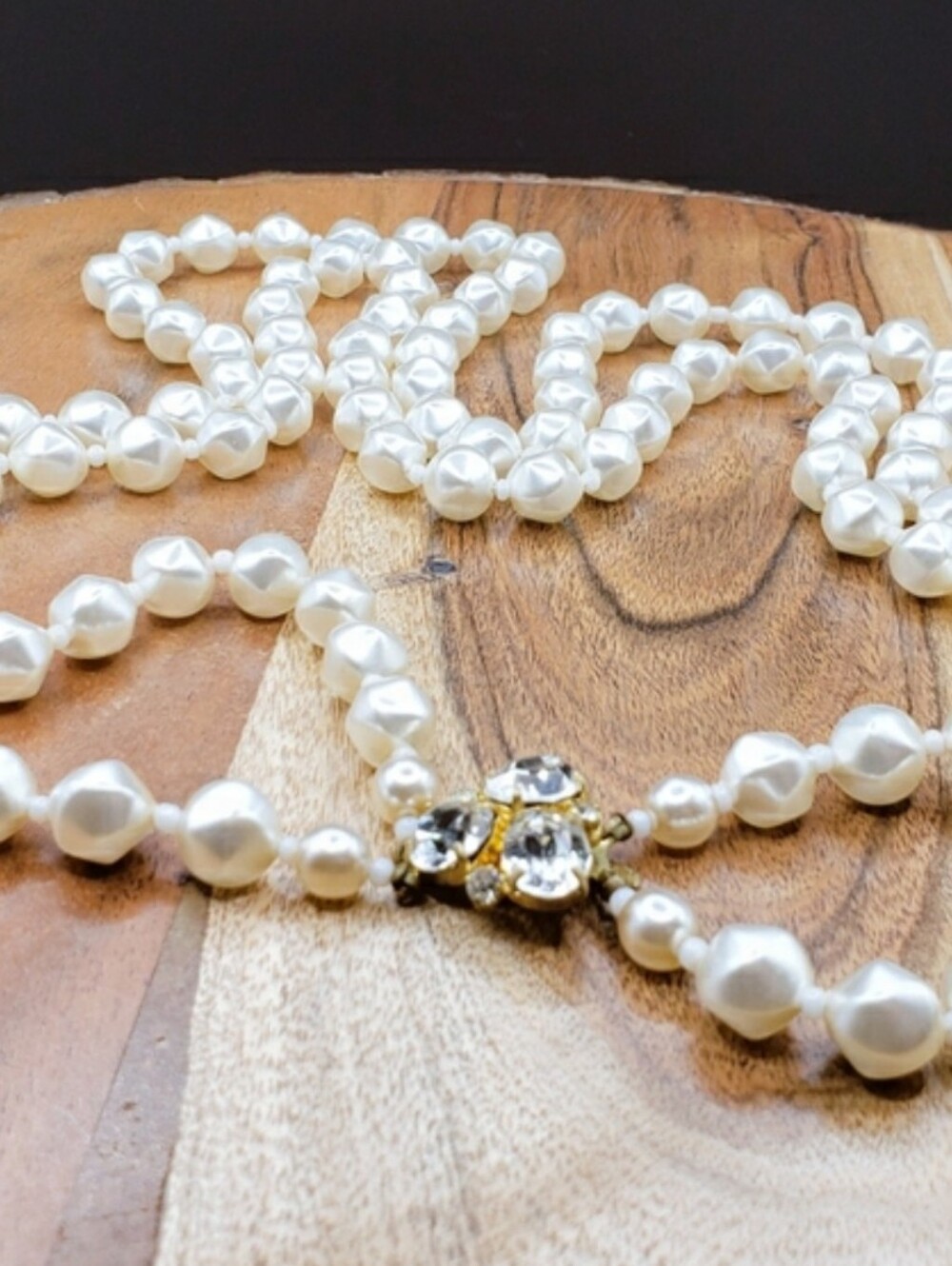 Gorgeous Faux Cultured Pearl Double Strand Necklace